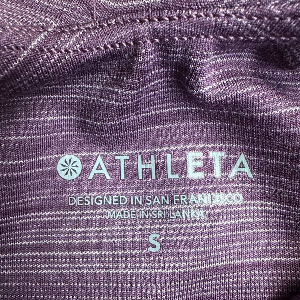 EUC- Athleta Purple Striped Conscious Crop Top size S - Picture 4 of 8